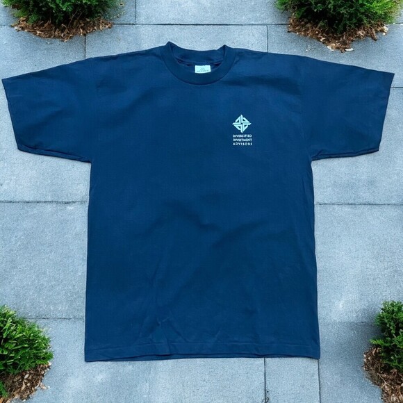 Alore Vintage Single Stitch DIA USA Flag Navy Blue T-Shirt Men's Size Large - Picture 1 of 8